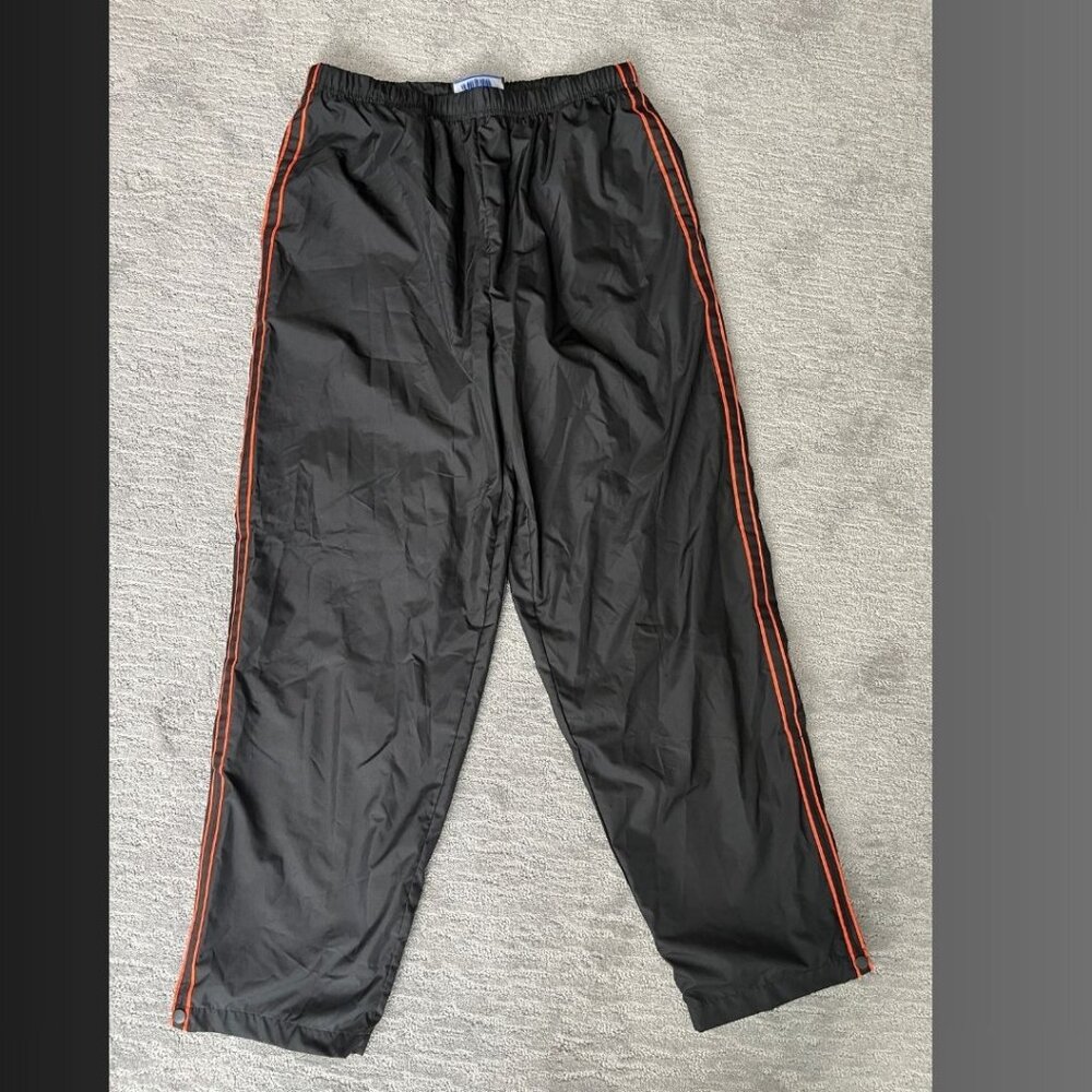 Holloway Black Track Pants Orange Stripe Snap Zip Hem Size L
